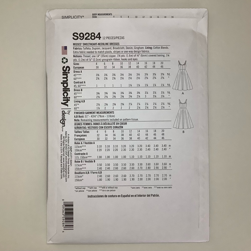 Simplicity S9284 Sewing Pattern - Picture 6 of 6